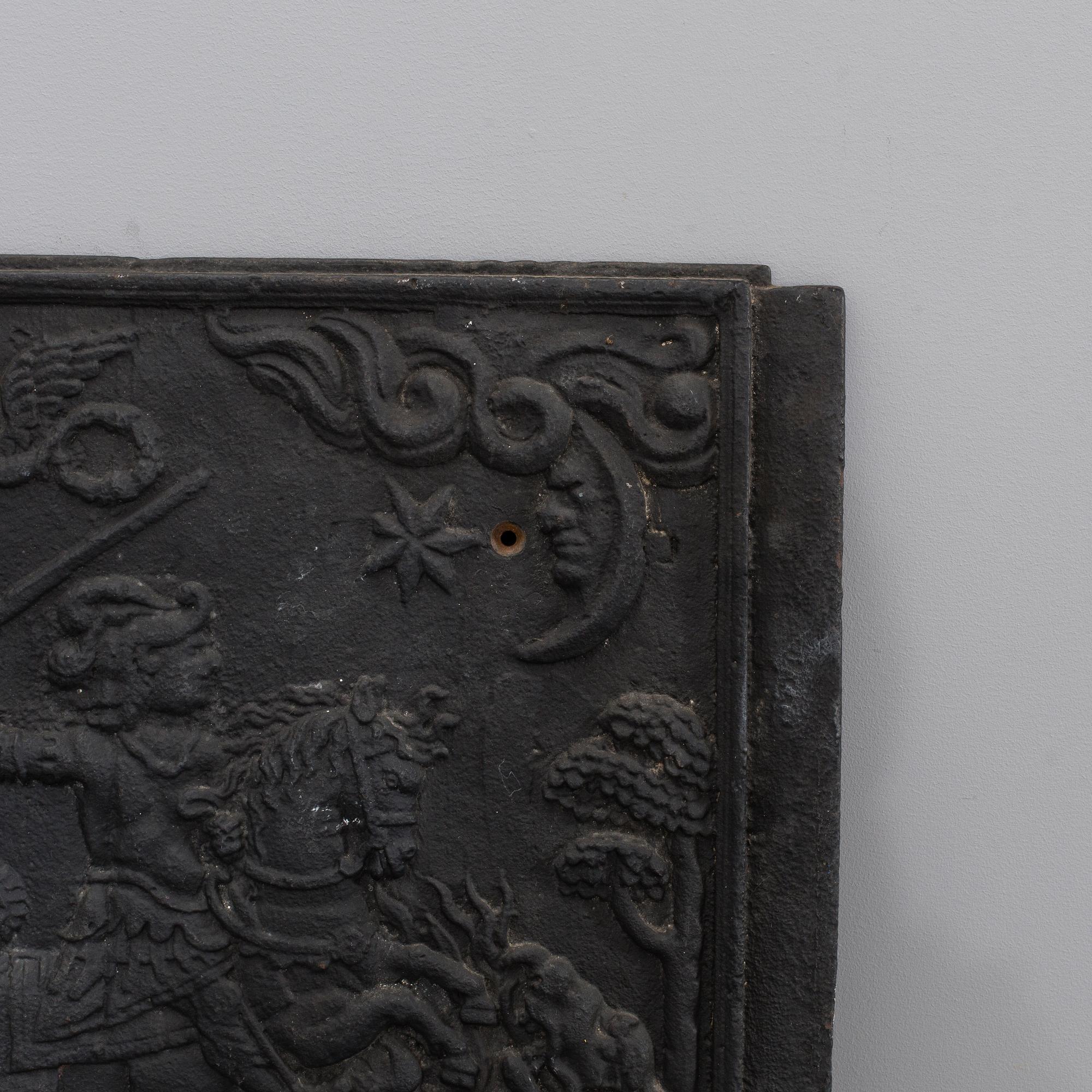 CAST IRON STOVE FRONT, 18th century.