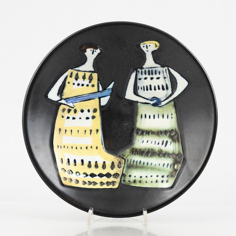 Lisa Larson, vaser, 4 st och fat, 2 st, stengods, ur serien "Varieté", Gustavsberg.