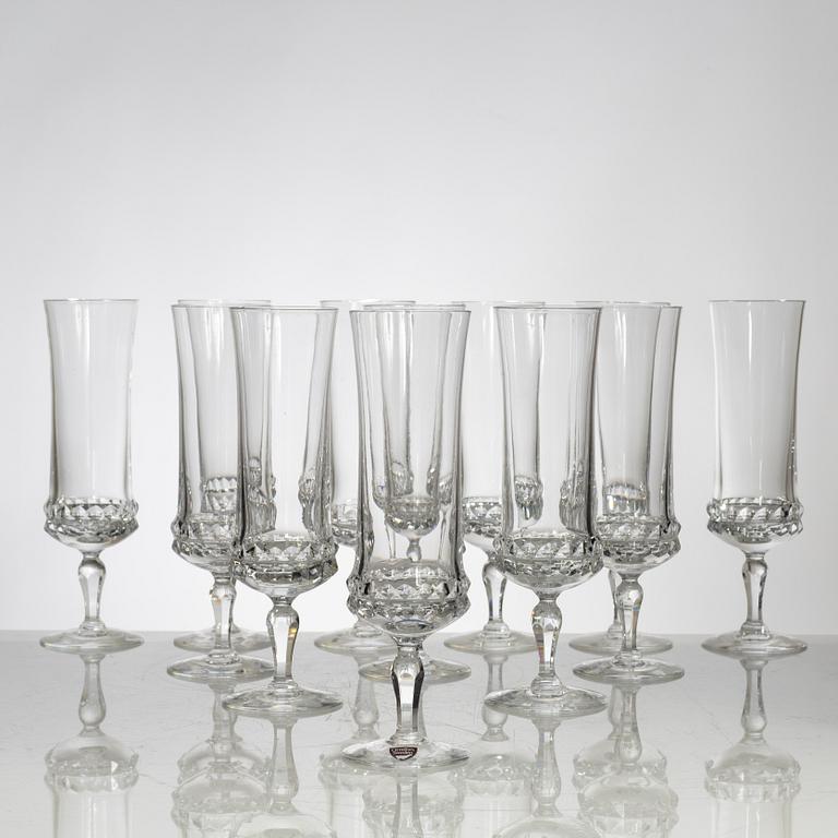 IngeborgLundin, twelve champagne glasses, "Silvia", Orrefors, Sweden.