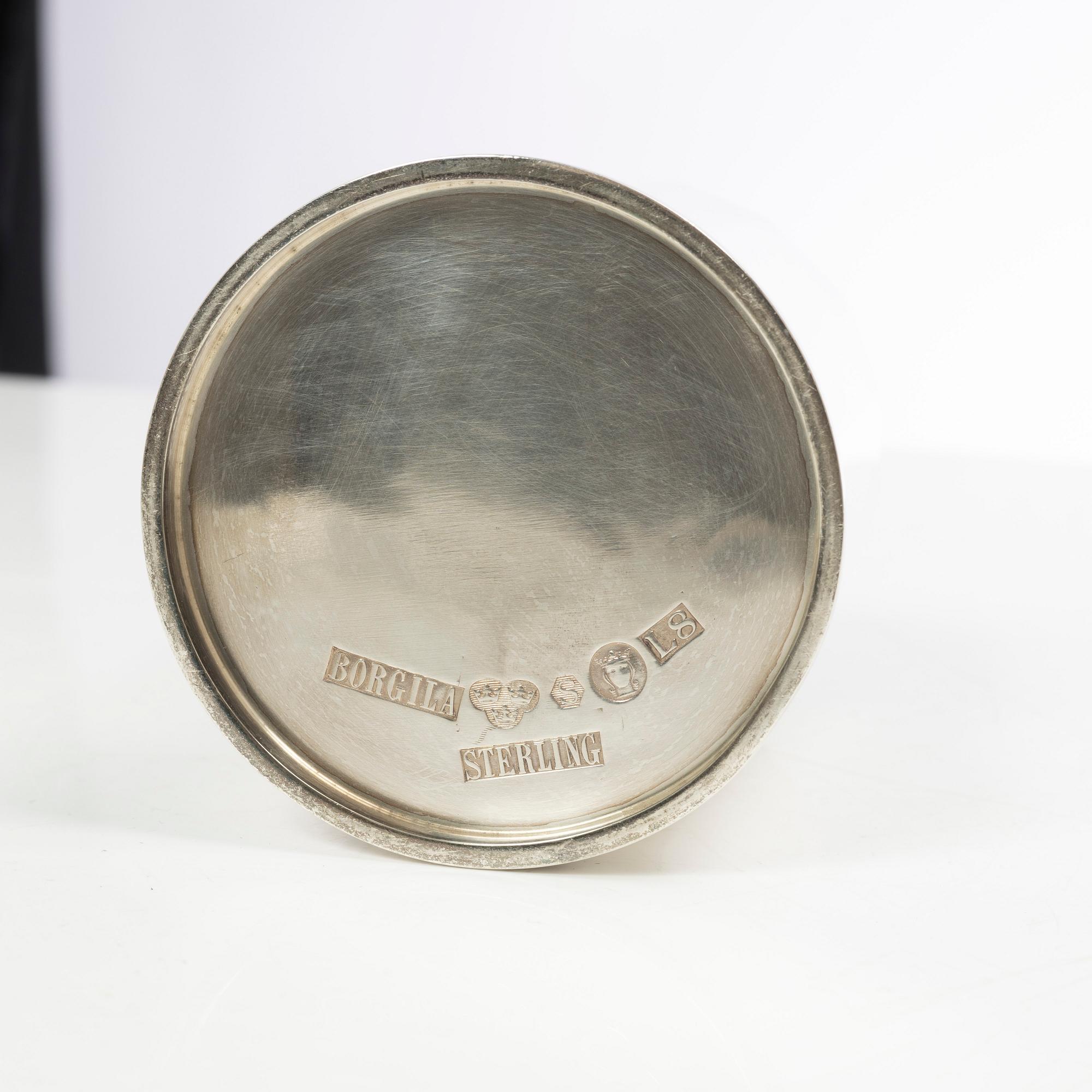 Atelier Borgila, tobaksburk med lock, sterling silver, Stockholm 1937.