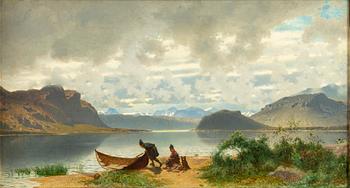 PER DANIEL HOLM, oil on canvas, signed and dated 1870.