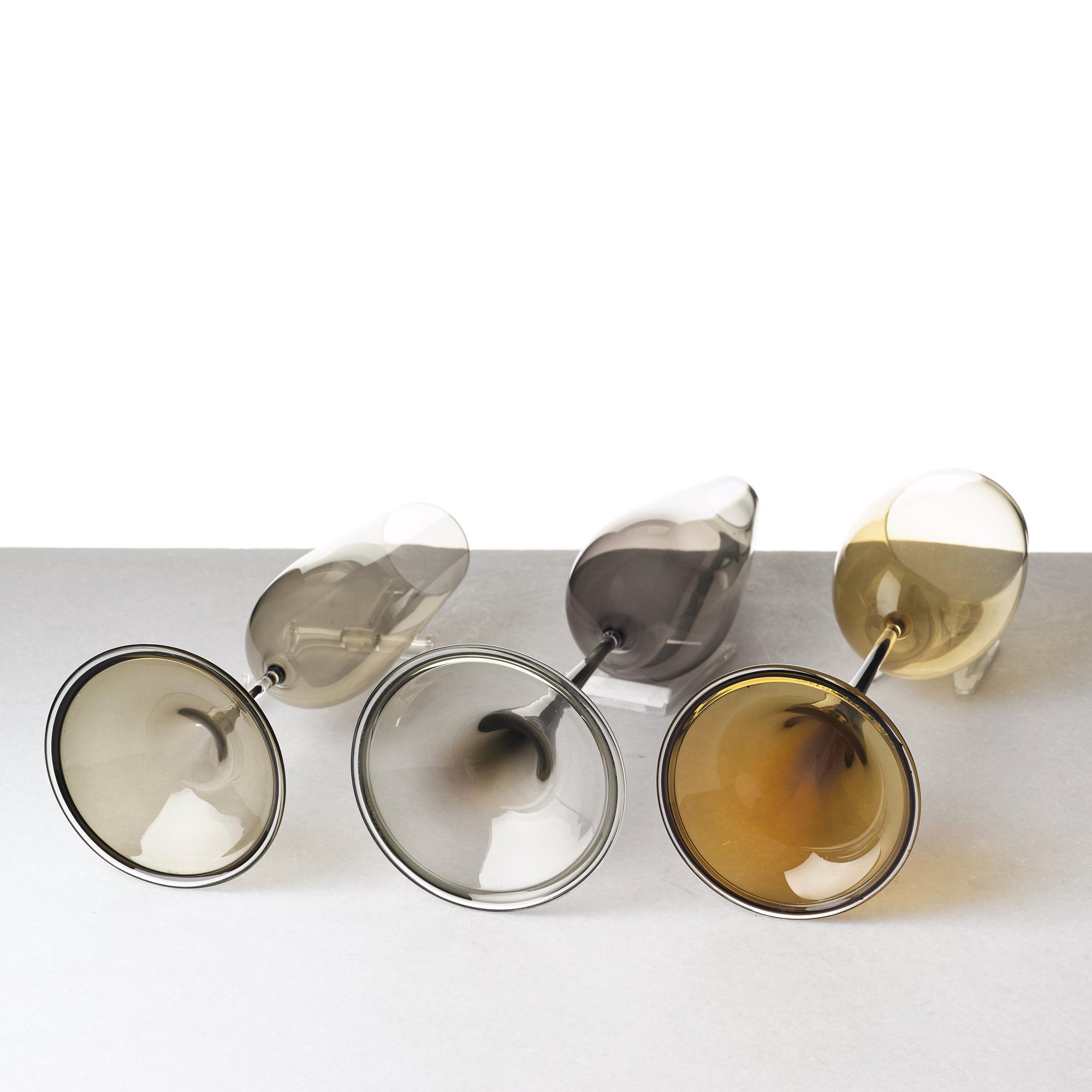 Nils Landberg, a set of three "Tulip" glass vases, Orrefors Expo.