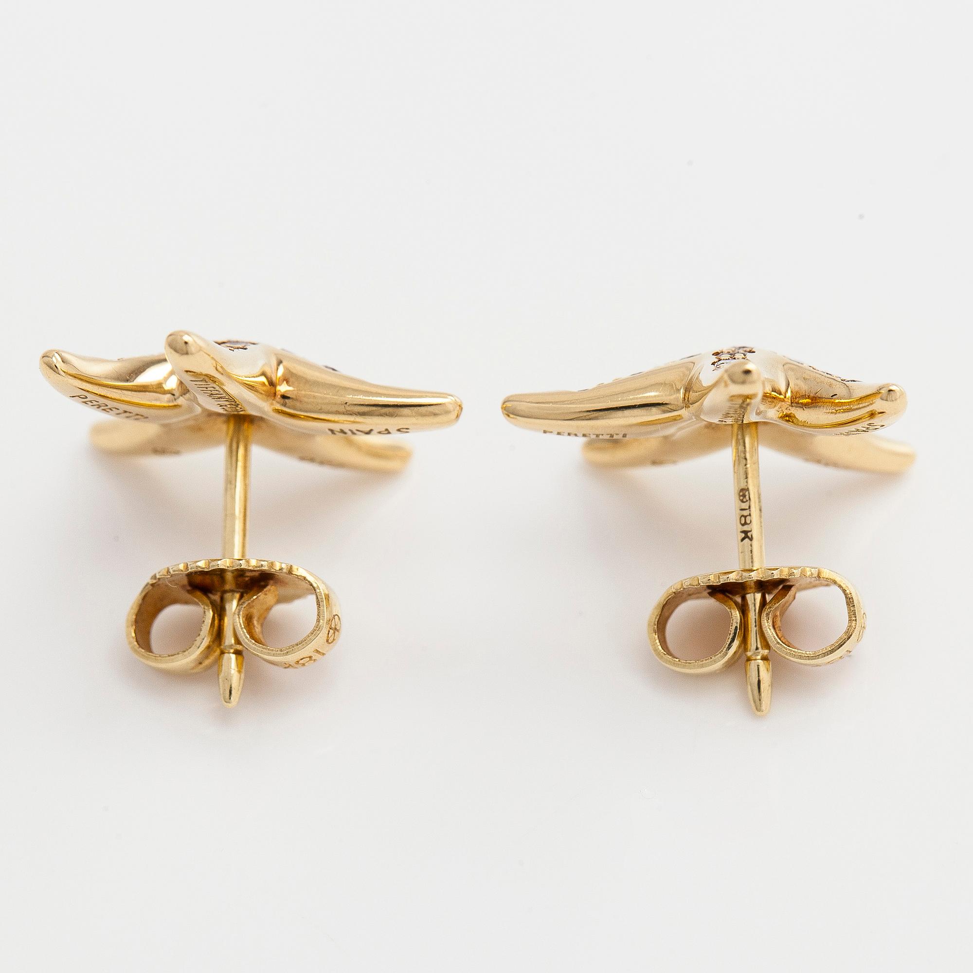 Tiffany & Co, Elsa Peretti, a pair of 18K gold and diamond 'Starfish' earrings.
