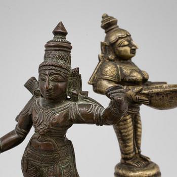 GUDOMAR, fem stycken, brons. Indien, tidigt 1900-tal.