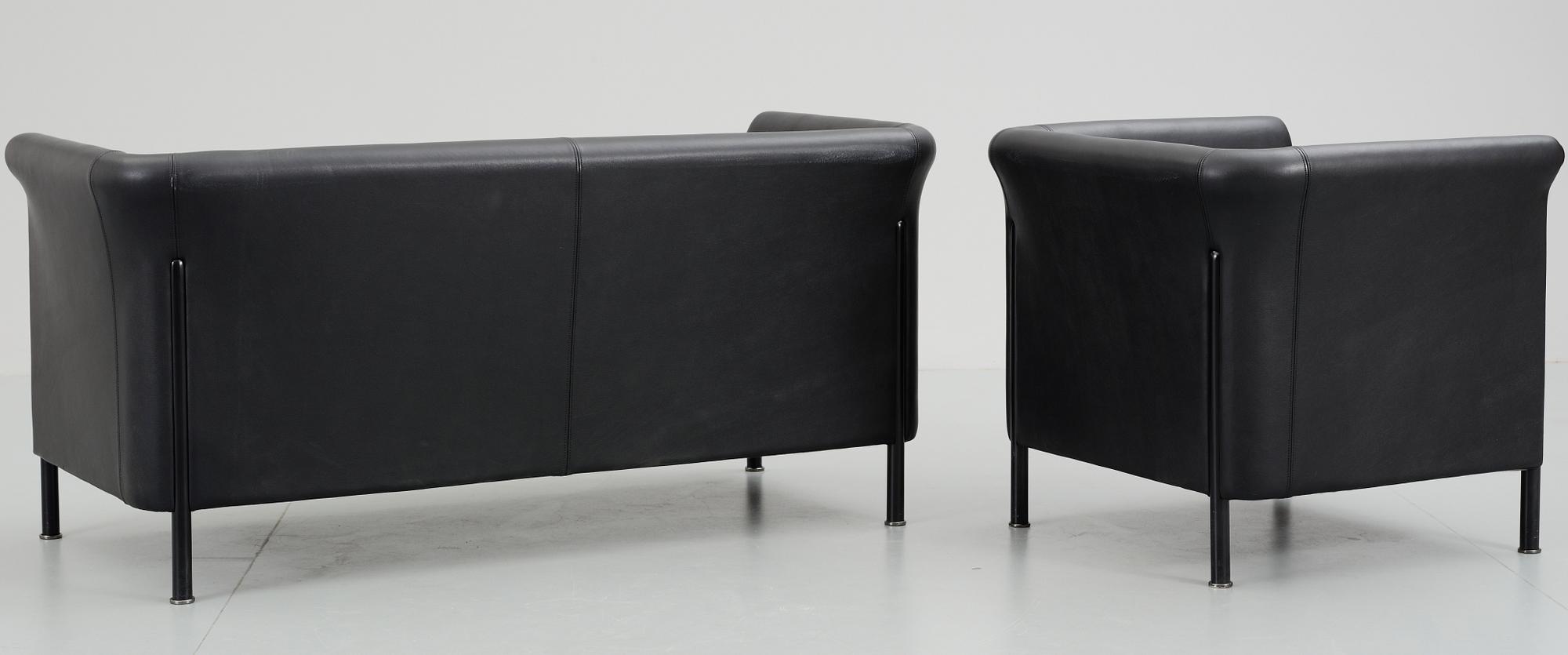 SOFFA samt FÅTÖLJ, läder, Moroso, 1900-talets slut.
