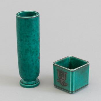 WILHELM KÅGE, four 'Argenta' stoneware pieces from Gustavsberg.
