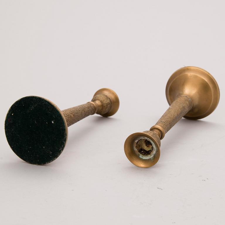 CANDLEHOLDERS, 8 pcs, different, brass and metal.