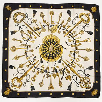 Hermès, a 'Les Clefs' silk scarf.