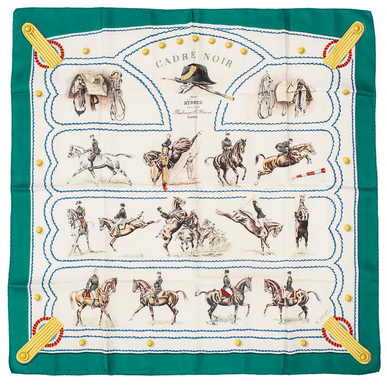HERMÈS, scarf, "Cadre Noir," Margot Colonel G & H. Grygkar. Original issue, 1960.