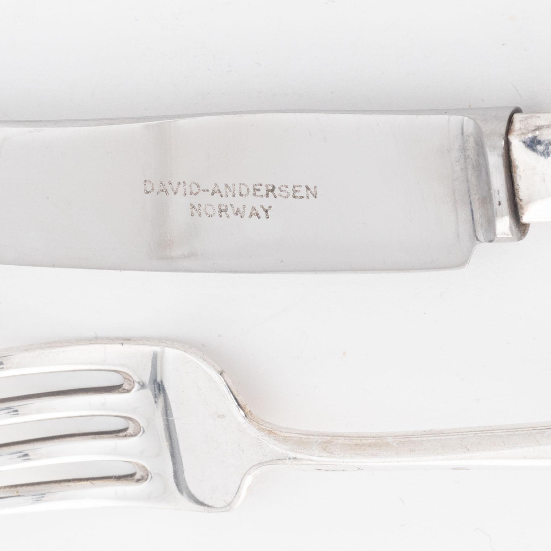 David Andersen, 'Rådhus Vifte' silver cutlery, Norway, (20 pieces).