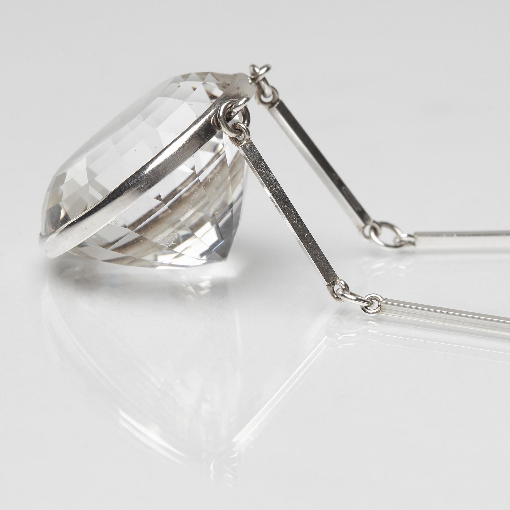 Wiwen Nilsson, a sterling and rock crystal necklace, Lund, Sweden 1965.