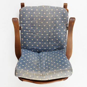"Sportstugemöbel", a stained pine rocking chair, Nordiska Kompaniet Sweden 1930-40's.