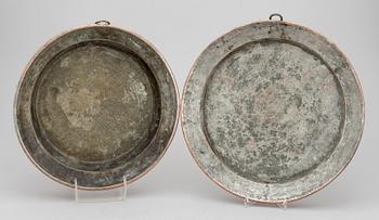 SKÅLFAT, 2 st, koppar, 1800-talets första hälft.