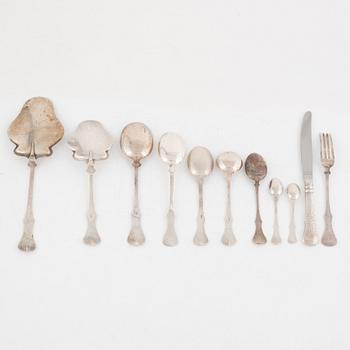 Magnus Aase, mostly, a 53-piece silver flat ware set, Bergen, Norway.