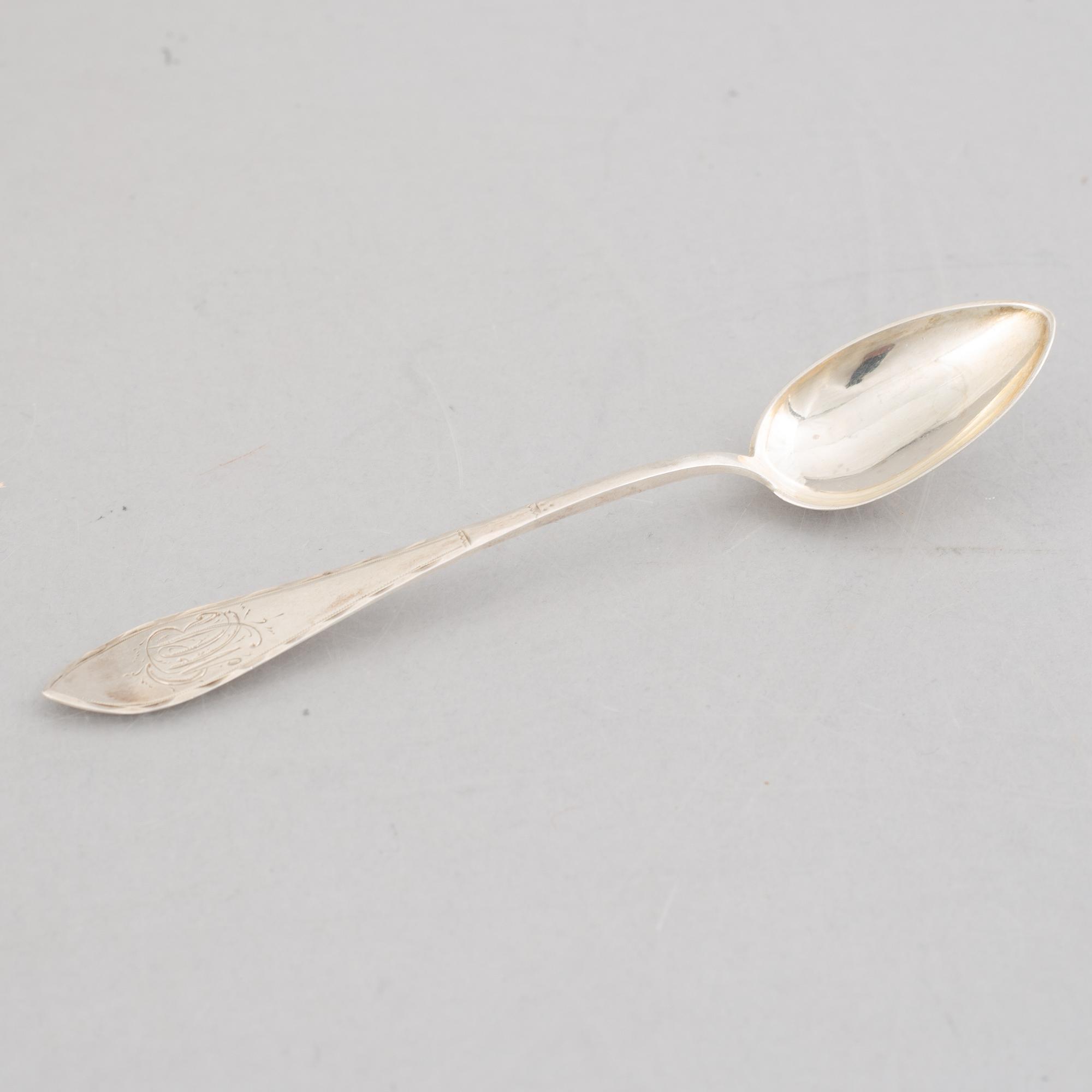 Skedar, 22 st, silver, mestadels Norge och Sverige, 1800-1900-tal.