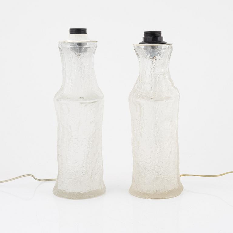 Timo Sarpaneva, bordslampor, ett par, glas, Iittala för Luxus, Sverige, 1960-tal.