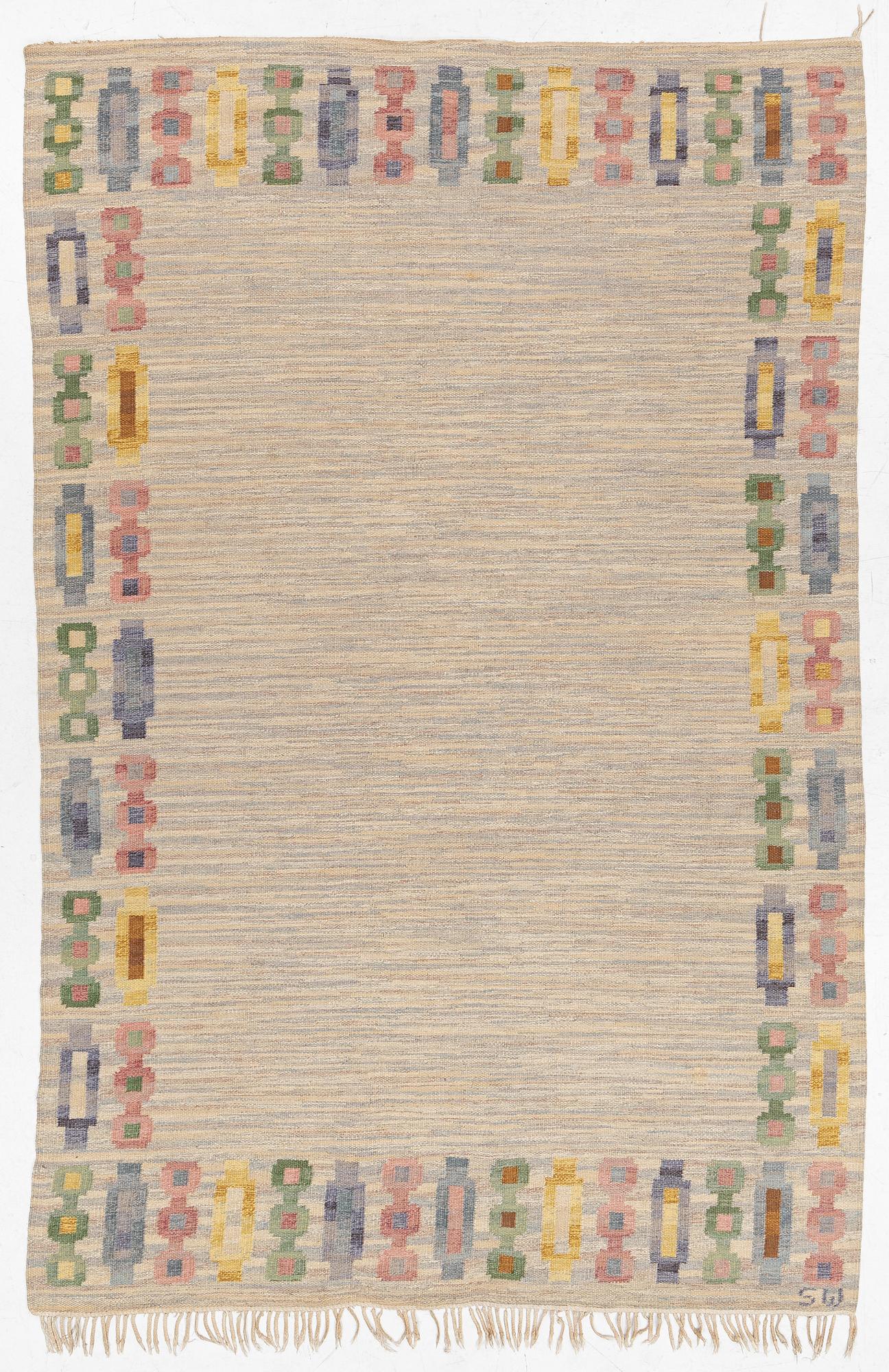 Matta, rölakan, ca 300 x 200 cm, signerad SW.