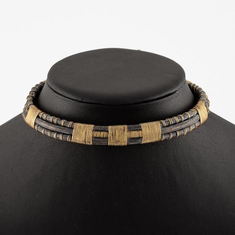 Vivianna Torun Bülow-Hübe, a necklace, brass and rattan, Stockholm executed in her own workshop late 1940's.