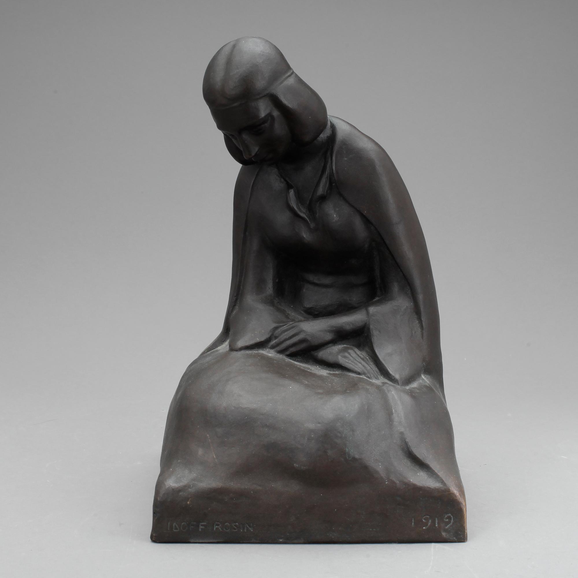 IDOFF ROSIN, skulptur, brons, Otto Meyers konstgjuteri, signerad och daterad 1919.