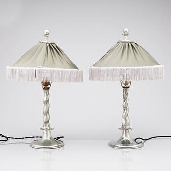 Harald Notini, a pair of table lamps, model "6891", Arvid Böhlmarks Lampfabrik, 1920s.