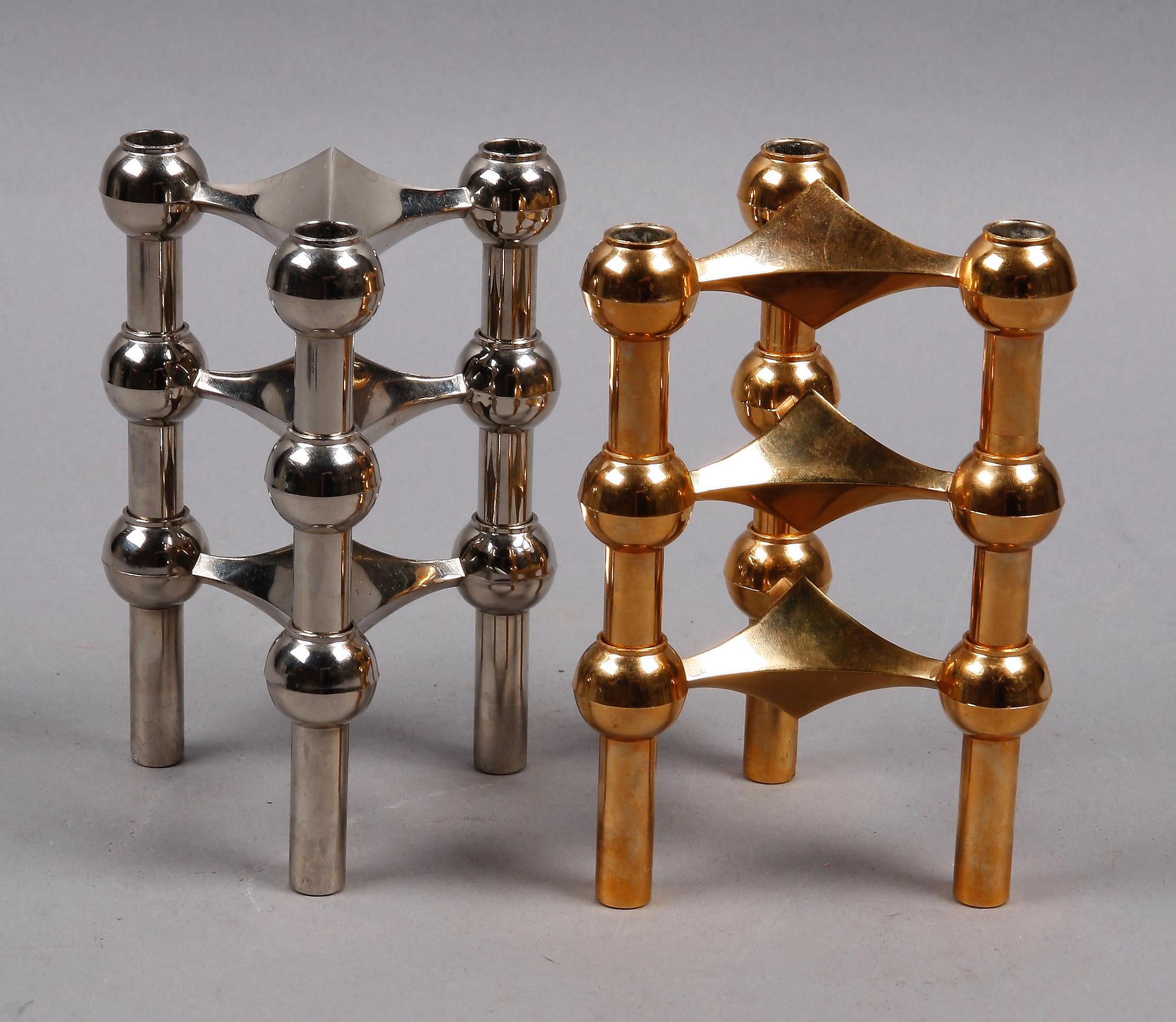 LJUSSTAKSMODULER, 6 st, mässing och vitmetall, Ceasar Stoffi, Nagel, Västtyskland, 1960-tal.