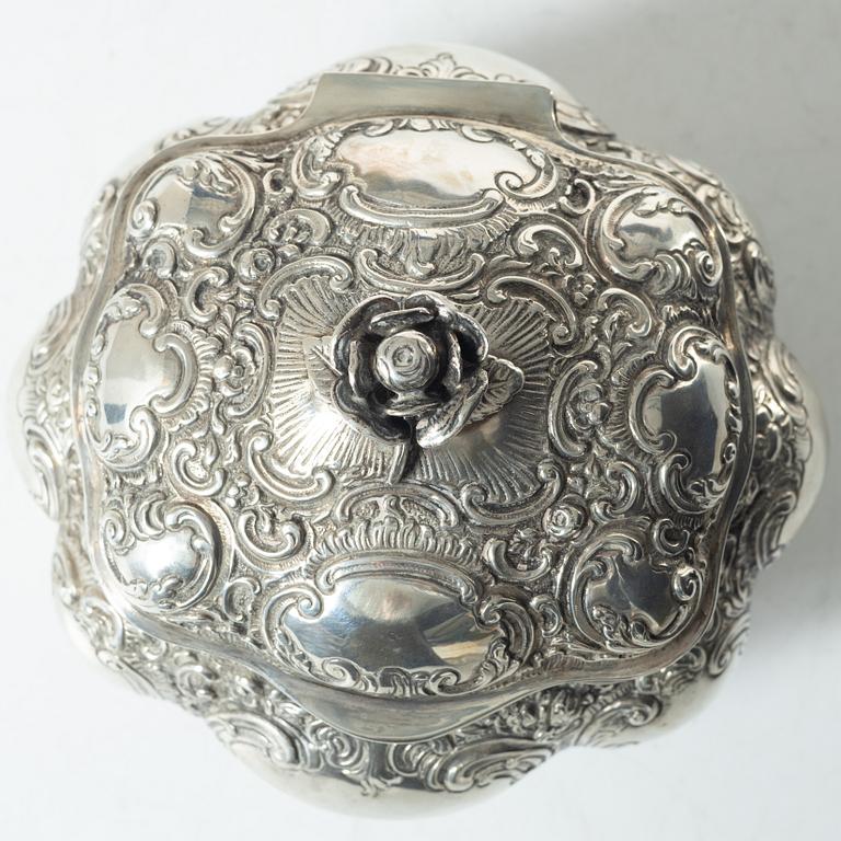 Sockerskål, silver, rokokostil, 1900-tal.
