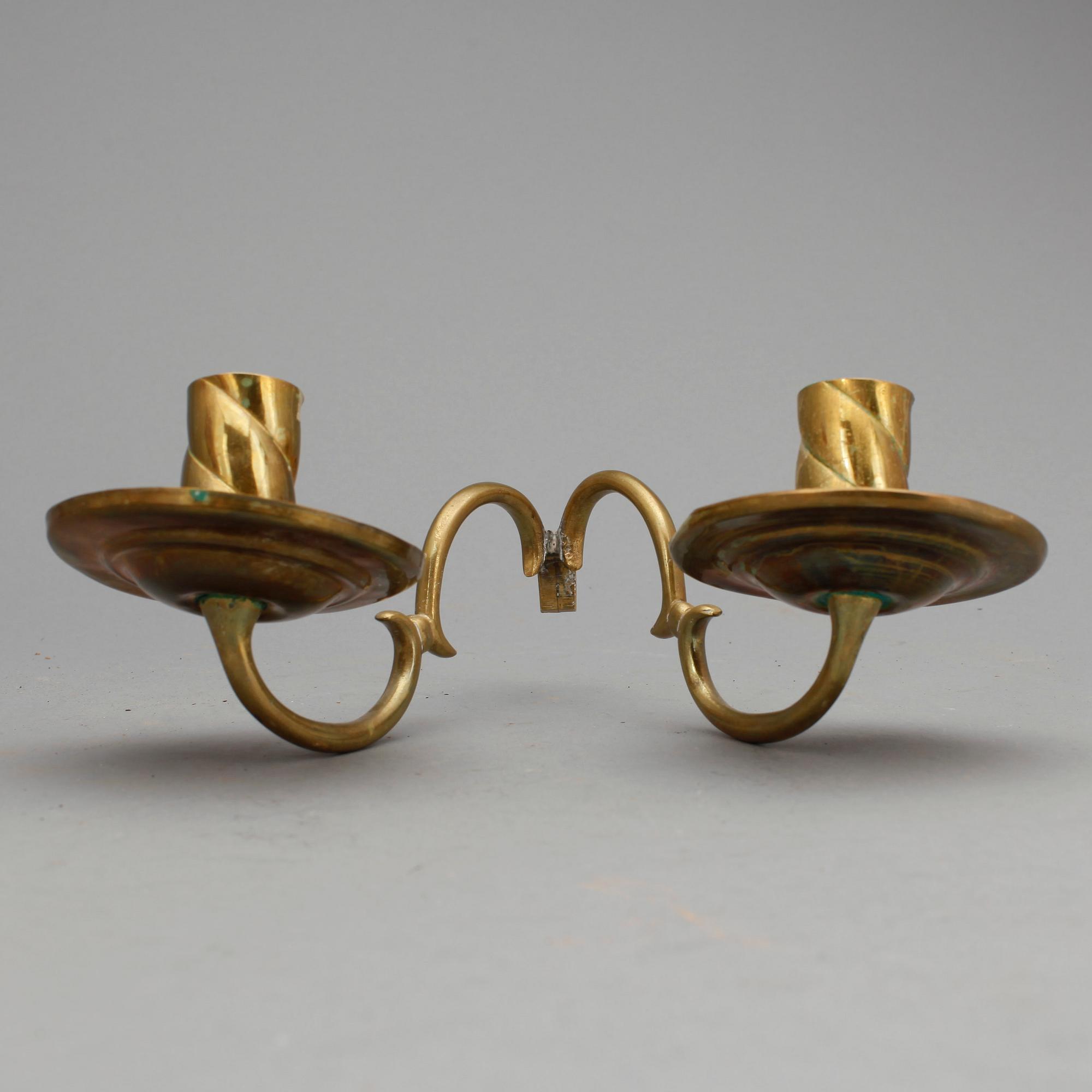 LJUSPLÅT, mässing, barockstil, 1800-tal.