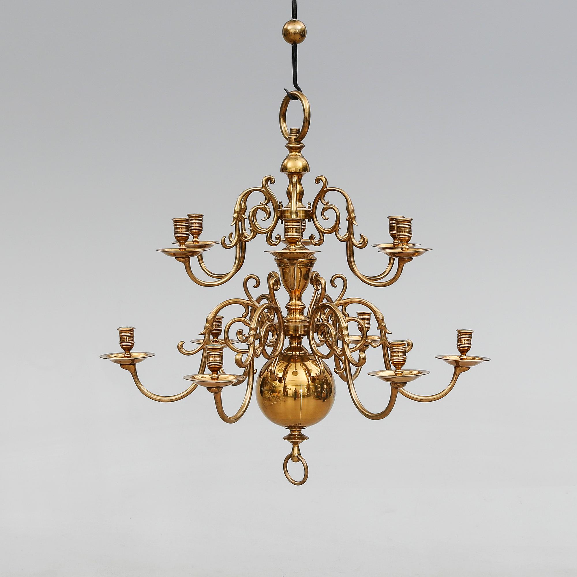 LJUSKRONA, barockstil, 1900-talets mitt. Höjd ca 68 cm.