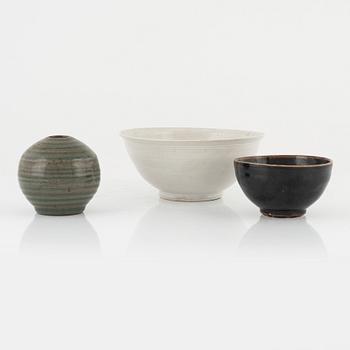 Kerstin Danielsson, a vase and two bowls, own workshop, Örby, Sweden.