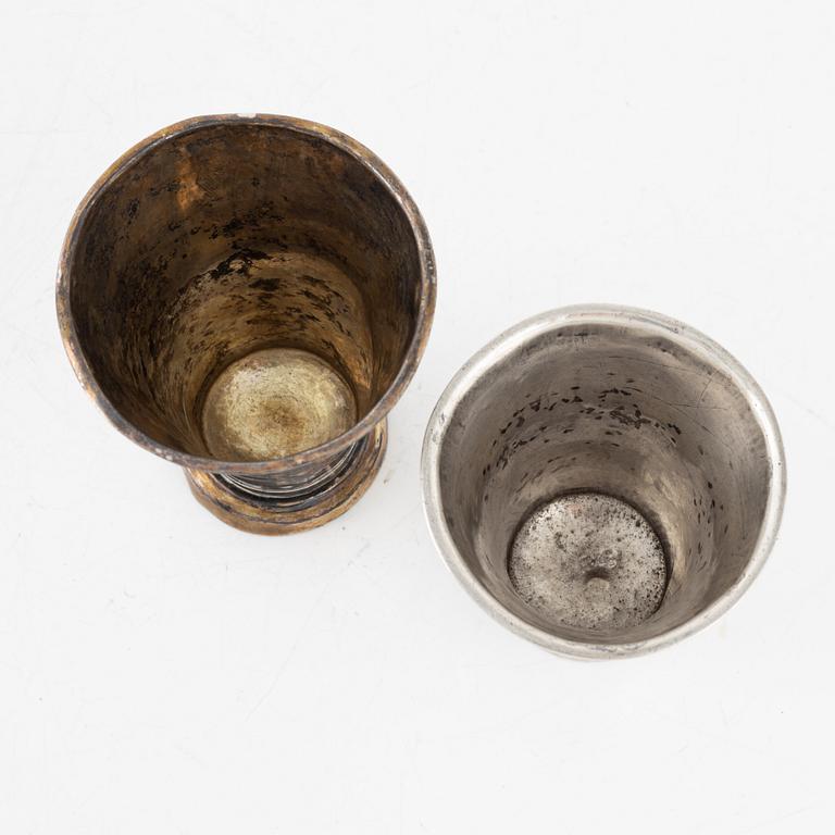 Two Swedish Silver Beakers, 18-19th century.