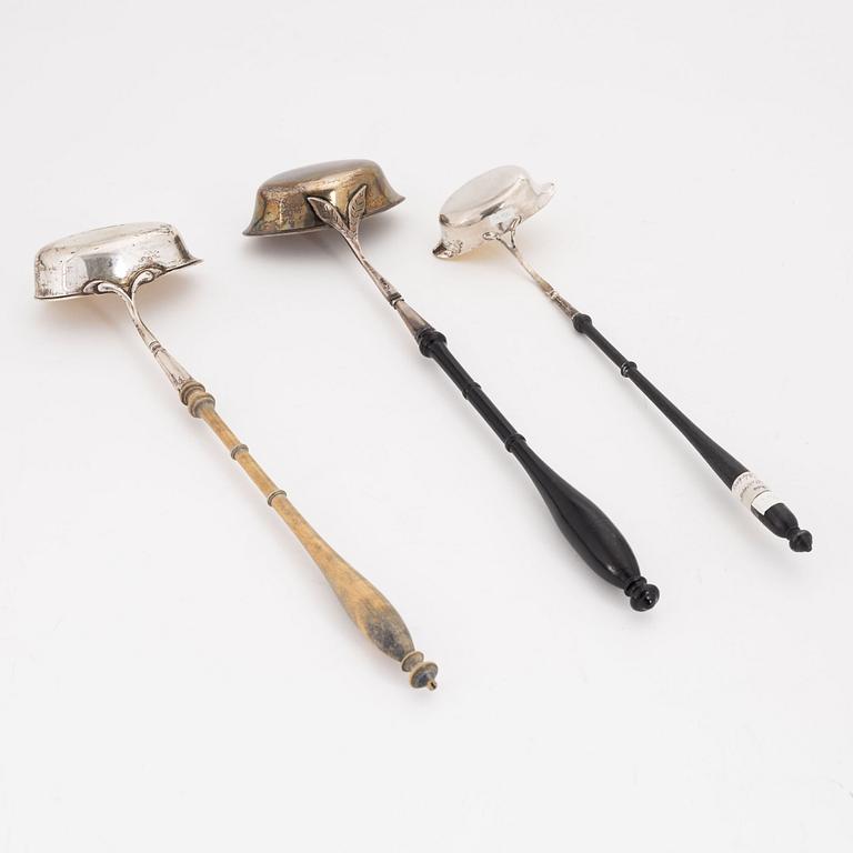 Soppslevar, 3st, silver, olika mästare, Sverige, tidigt 1800-tal.