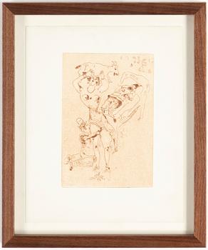 MARC CHAGALL, Etching and drypoint printed in sanguine, signed in the plate, motif from 1925, printed in 1926.