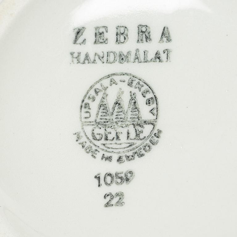 Eugen Trost, tea cups with saucers, 7 pieces, stoneware, "Zebra", Gefle, 1950s.