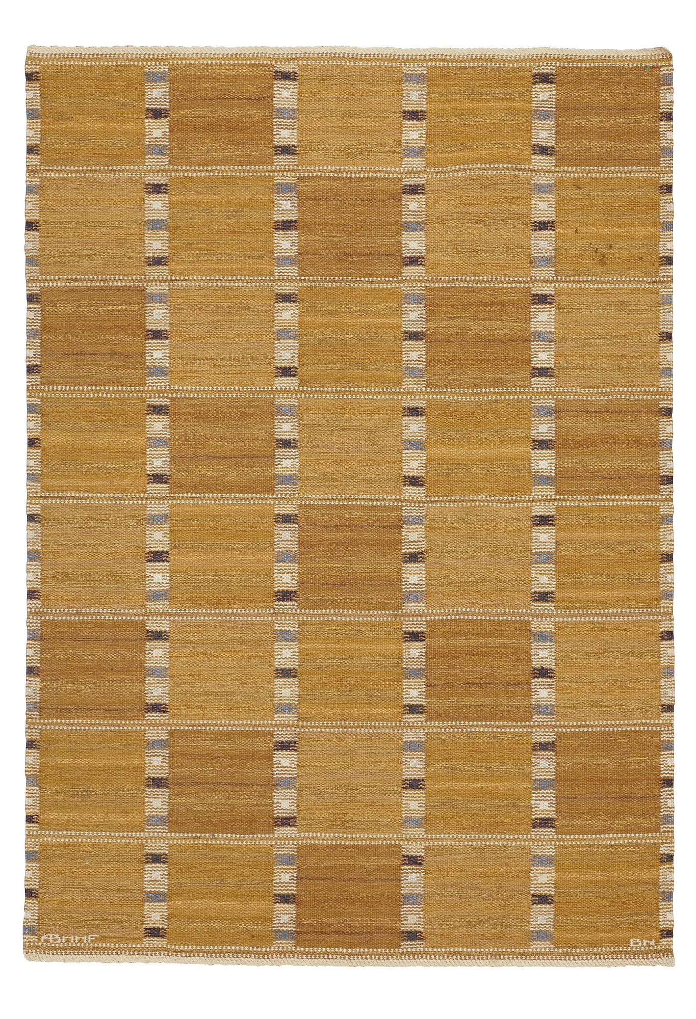 Barbro Nilsson, MATTA, "Falurutan ljusbrun", rölakan, ca 206,5 x 145-146,5 cm, signerad AB MMF BN.