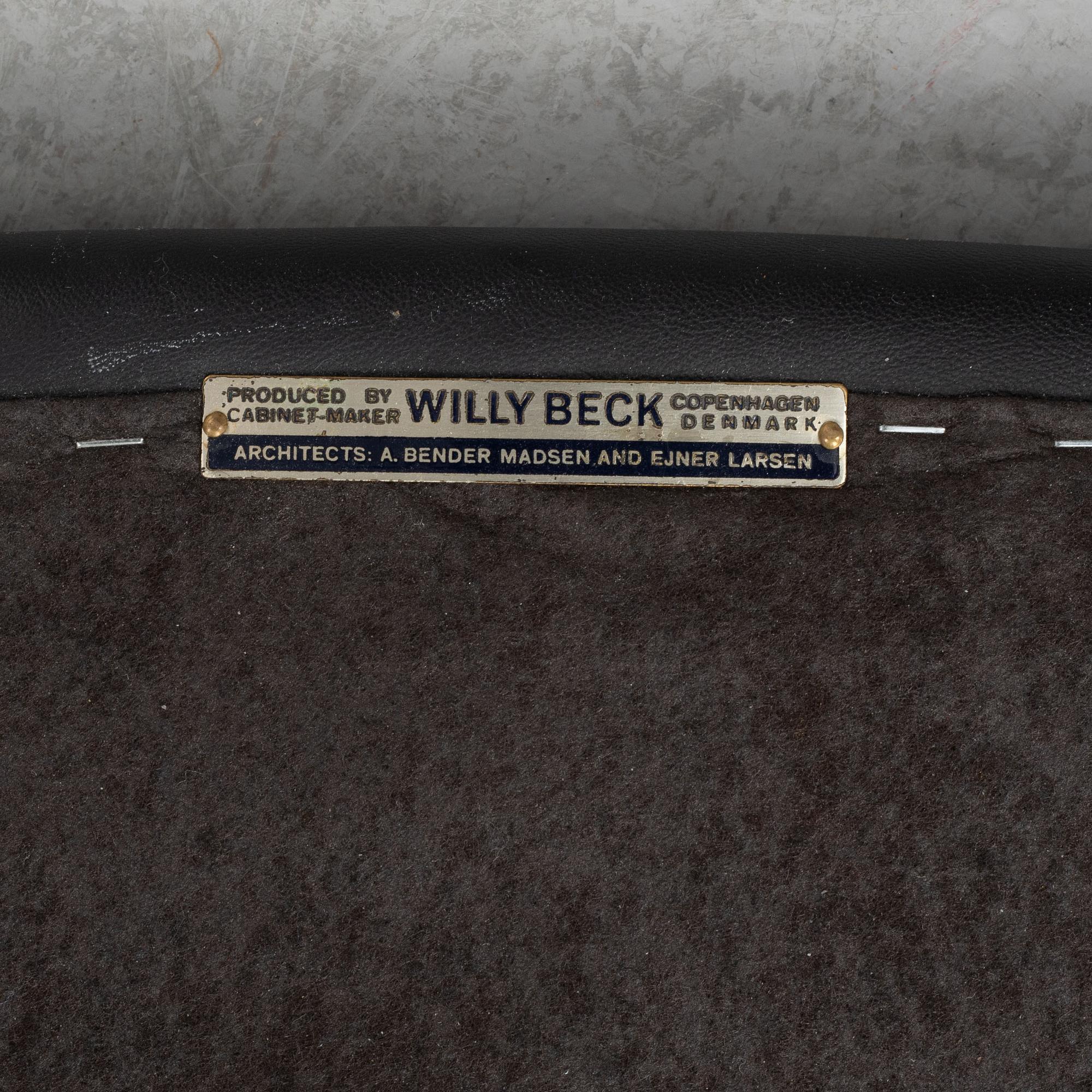 Bender Madsen & Ejner Larsen, a set of four chairs, Willy Beck, Denmark, 1960's.
