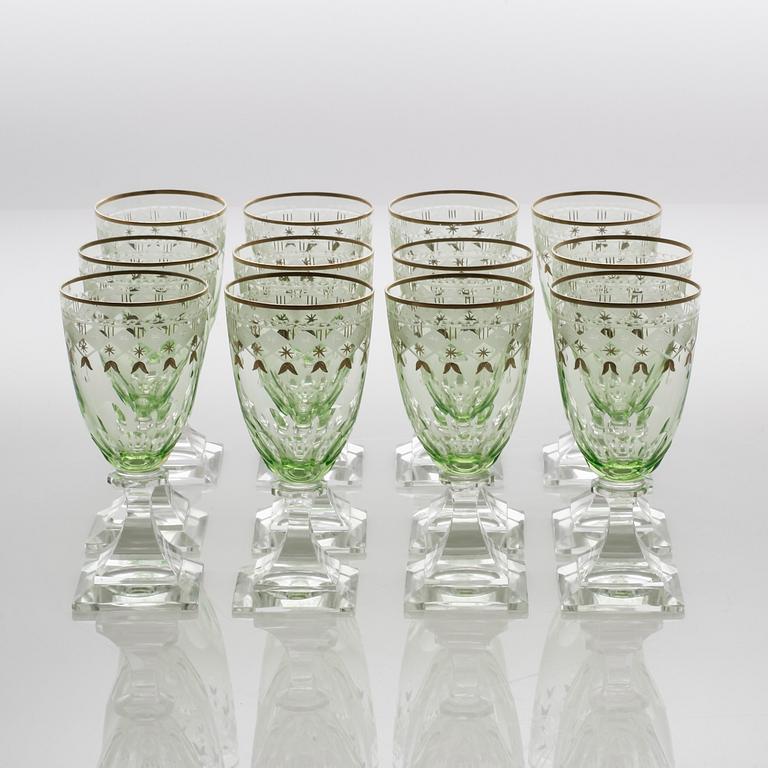 A set of 12 wine glasses, 'Junior', Kosta, second quarter of the 20th century.