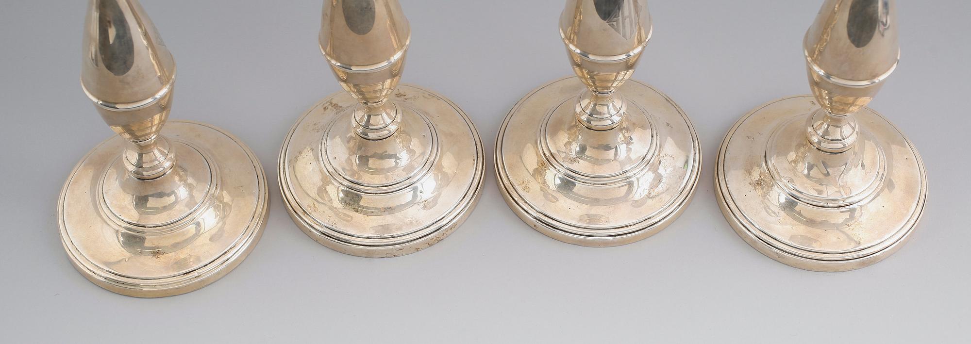 LJUSSTAKAR, 4 st, sterlingsilver, RH Macy & Co, Amerika, 1900-talets första hälft.