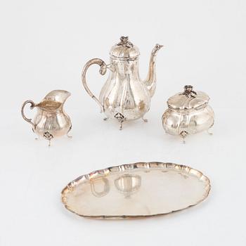 A three pieces coffee service, silver.