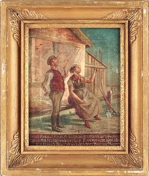 OKÄND KONSTNÄR, 2 st, olja på duk, Bär sign P. Anders, 1800-tal.