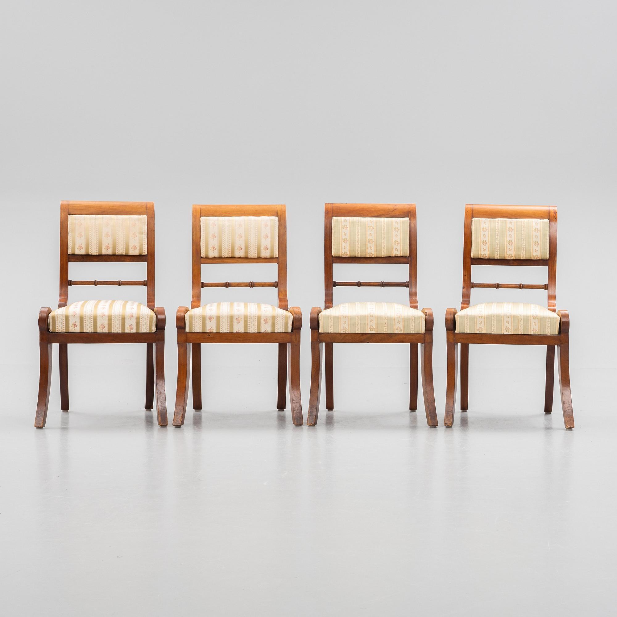 A set of four Swedish Empire chairs, attributed C F Sundvall.