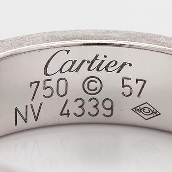 Cartier, sormus, "Love", 18K valkokultaa ja kolme briljanttihiottua timanttia.