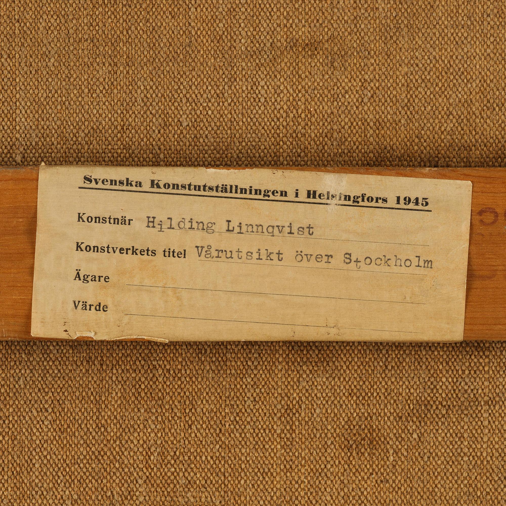 Hilding Linnqvist, "Vårutsikt över Stockholm".