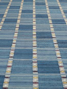 Barbro Nilsson, A CARPET, "Falurutan, mellanblå", flat weave, ca 307 x 220 cm, signed AB MMF BN.