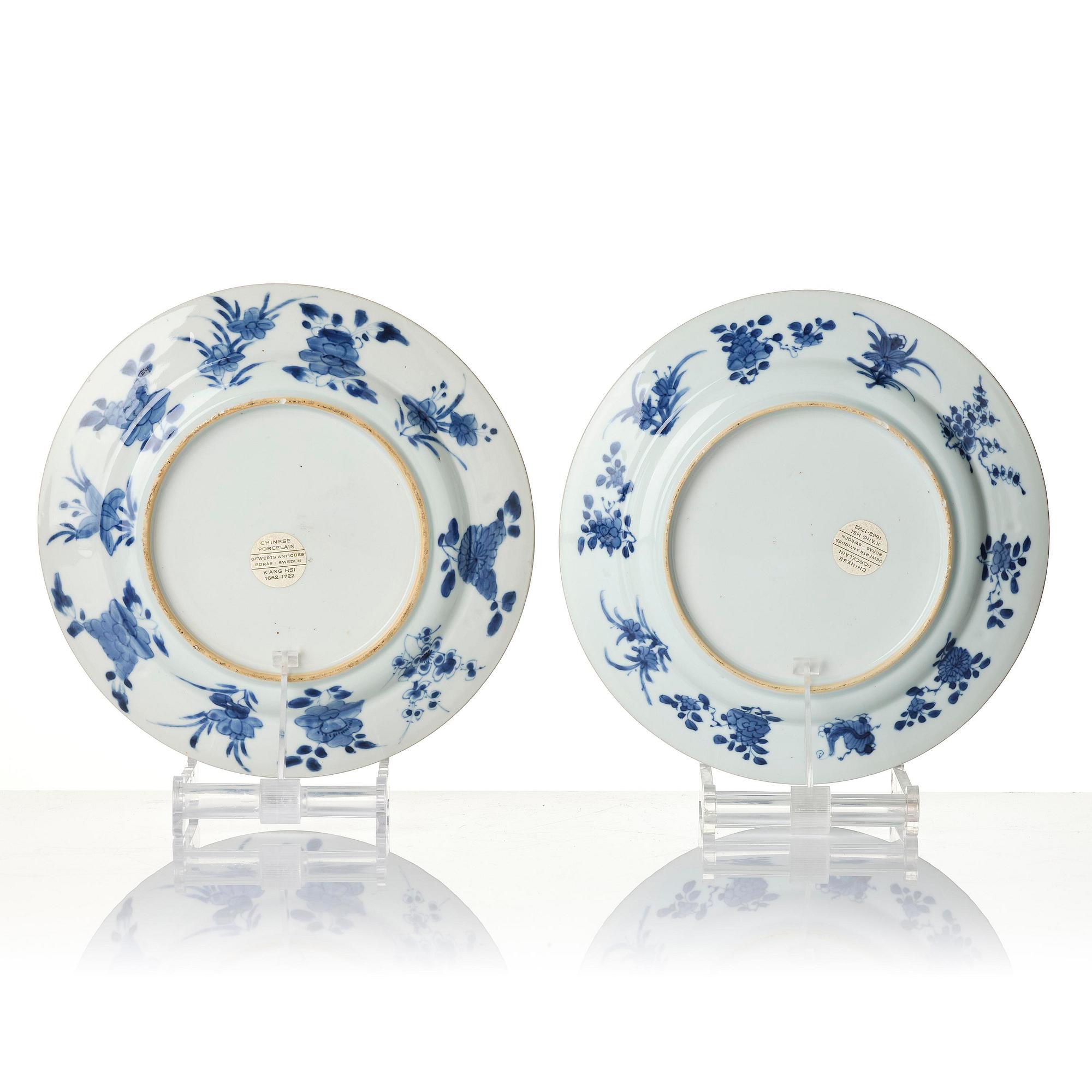 A set of six blue and white dishes, Qing dynasty, Kangxi (1662-1722).
