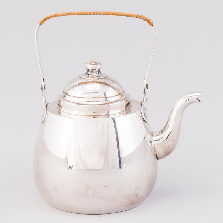 A silver coffeepot, mark of Auran Kultaseppä oy, Turku Finland 1959.