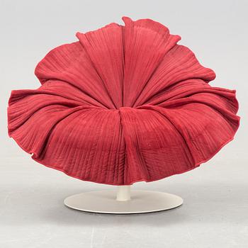 A MUTED RED KENNETH COBONPUE EASY ARMCHAIR, "Bloom", early 21st Century.