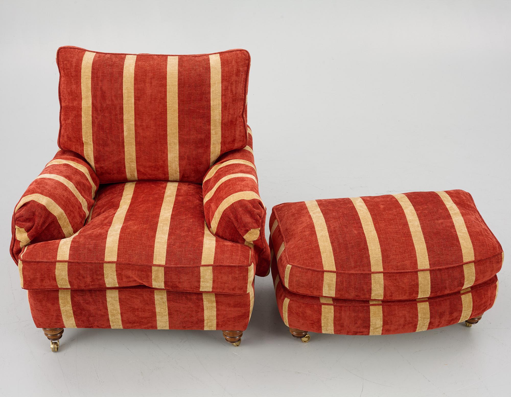 Howard armchair with footstool, Duresta,.