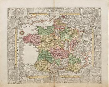 TOBIAS CONARD LOTTER, KOPPARSTICK, "Le Royaume de France" ur Atlas Novus 1770.