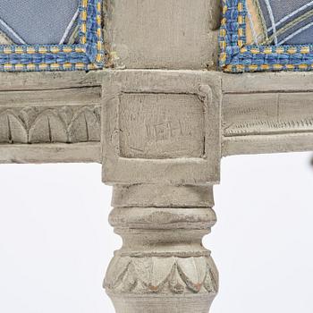 A pair of late Gustavian open armchairs by J. E. Höglander (master in Stockholm 1777-1813).