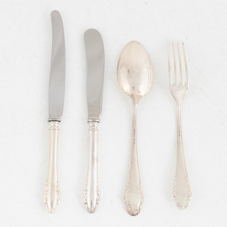 A 38-piece silver flat wear set, model "Haga", JHL / Meme, Sweden, 1950-1975.